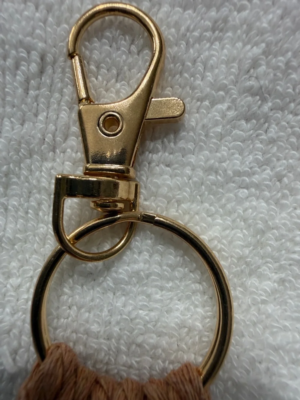 Macramé Keychain Brown Boho with Gold Hardware